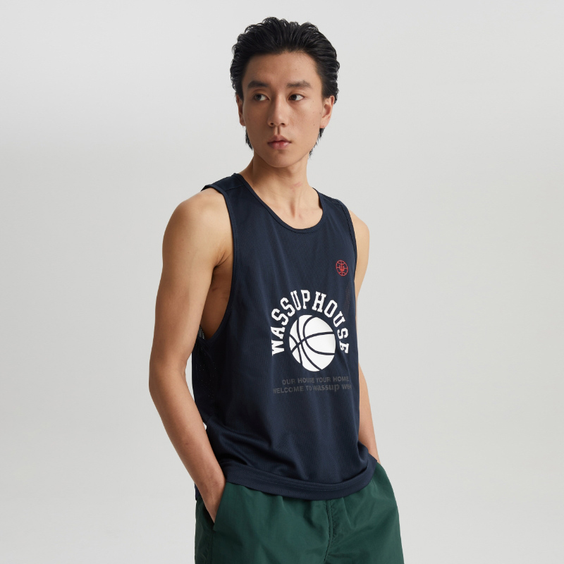 WassupHouse篮球印花网眼背心
