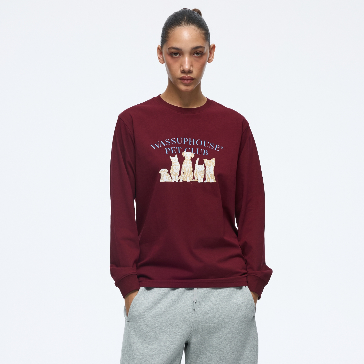 WassupHouse猫猫狗狗印花长袖t恤