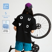 Oneup索罗娜凉感白色印花短袖 t恤男女防晒速干美式 复古宽松上衣夏