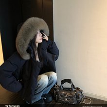 SUNONEONE 蓝调时刻狐狸毛领短款巨好看羽绒服女款冬小个子外套