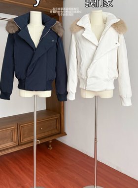 SUNONEONE 狐狸毛领加色加大版连帽羽绒服外套女