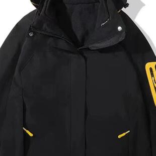 冲锋衣男女定制印字LOGO三合一可拆卸加绒大码 防风工作服潮 秋冬季