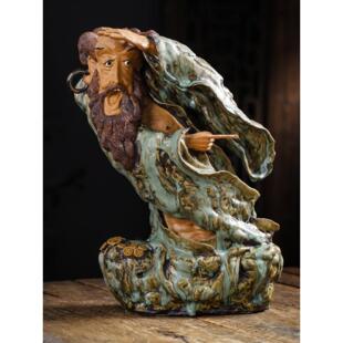 手工石湾娃娃陶瓷中国家居装饰禅宗摆件雕塑菩提达摩茶宠物盆景