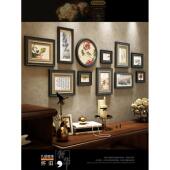 新中式 照片墙禅意实木相框墙组合中国风客厅沙发背景墙装 饰画玄关