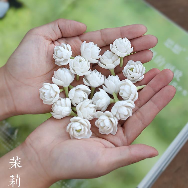 创意茶宠茉莉花茶席摆件装饰香插 茶玩香道手捏陶瓷花礼品茶搁