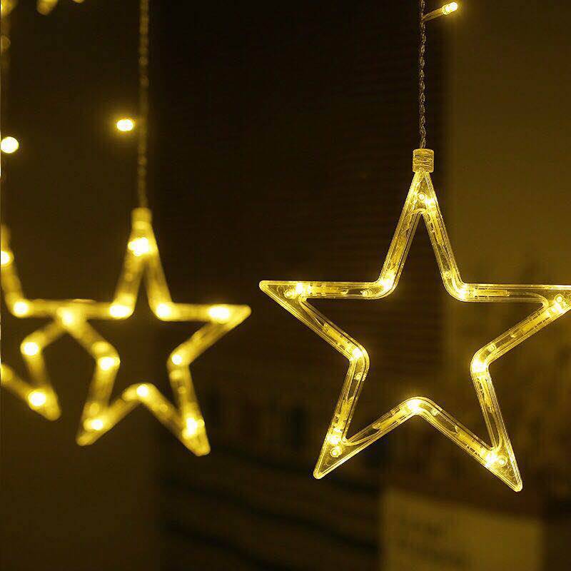 星星灯帘led窗帘灯圣诞节房间装饰节日彩灯挂灯布置森系串灯