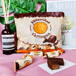 袋 500g 俄罗斯原装 进口土豆糖巧克力饼干碎夹心糖果袋装