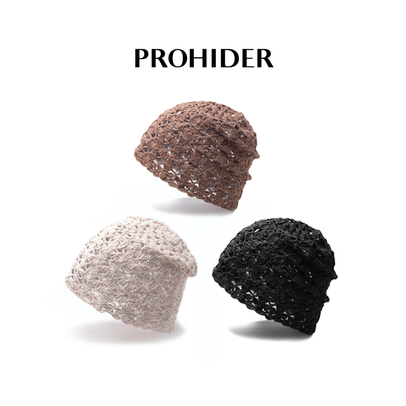 文艺复古小花镂空钩针堆堆冷帽