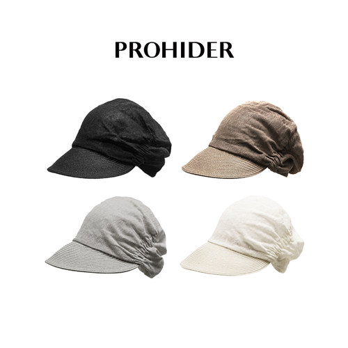 PROHIDER 日杂风夏日轻薄亚麻堆堆宽檐帽