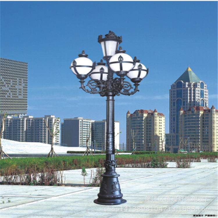 欧式仿古户外LED庭院灯公园别墅照明景观灯小区花园双头草坪灯