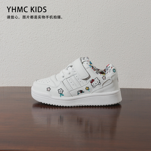 2026春季新款真皮儿童小白鞋KT猫女童板鞋低帮男童运动鞋透气鞋子