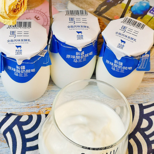 新疆马三三风味老酸奶180g*12罐