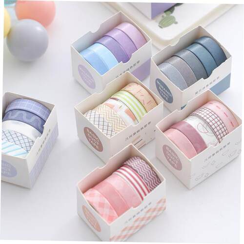 5Rolls/box Solid Color Washi Tape Set Decorative Masking Tap