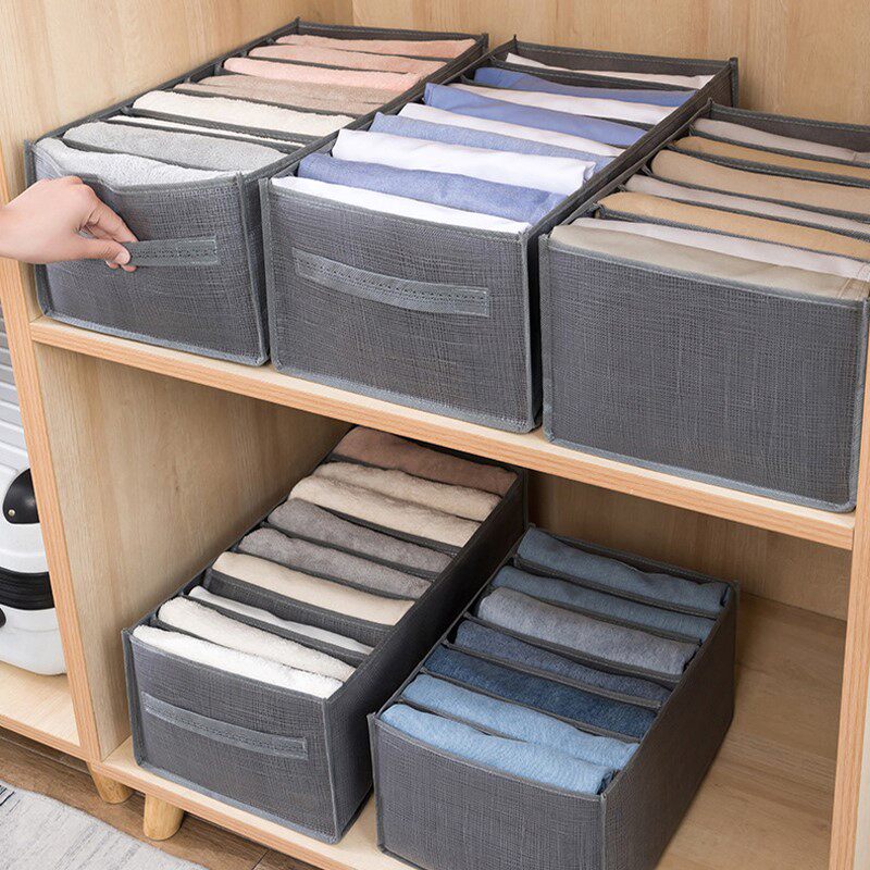 Jeans Compartment Storage Box Closet Organizer Clothes Separ
