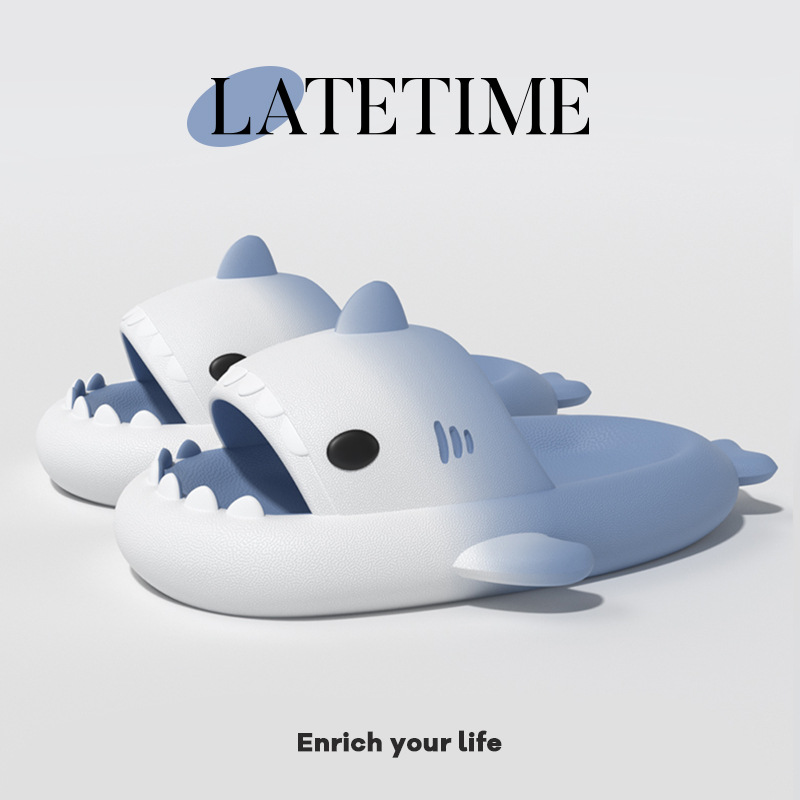 4CM Soft Man Women Shark Slippers Summer Beach Slides Anti-S