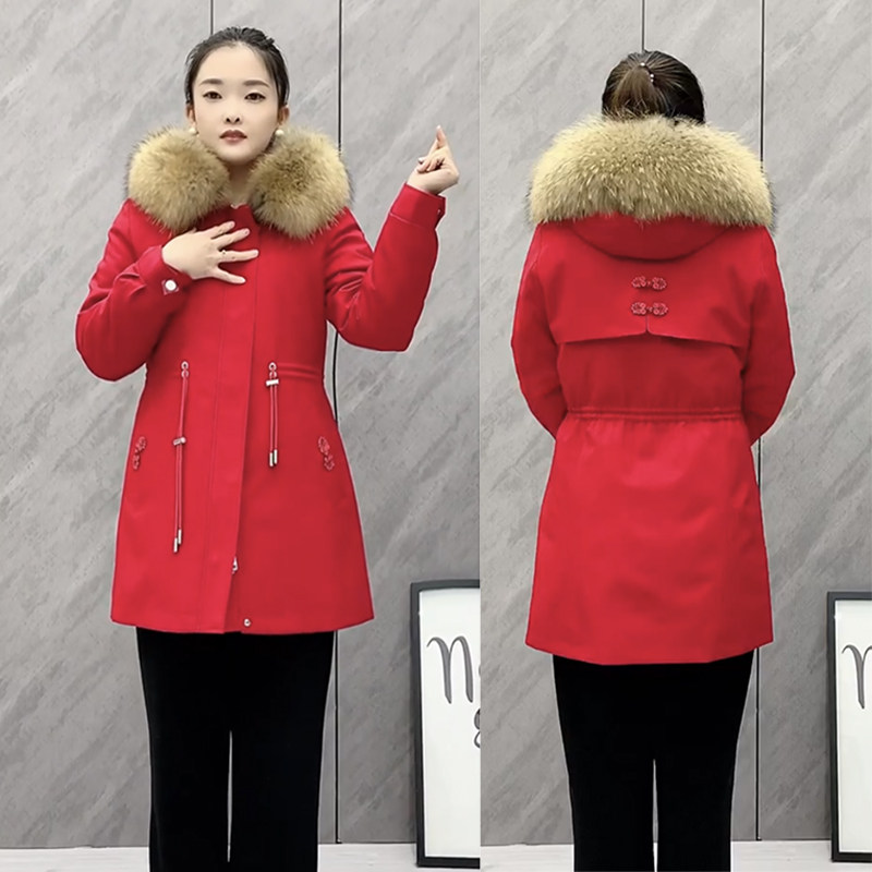 派克羽绒服女2025新款中长款兔毛