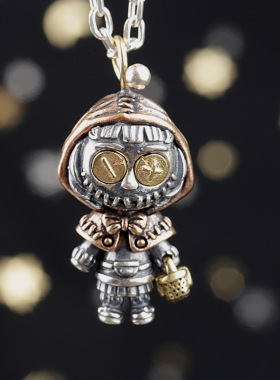 巫豆娃娃小红帽s925银吊坠复古风