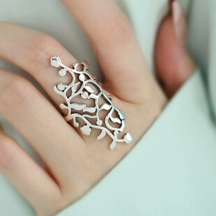 925银复古新中式藤蔓树枝镂空戒指环开口可调节女小众设计高级感