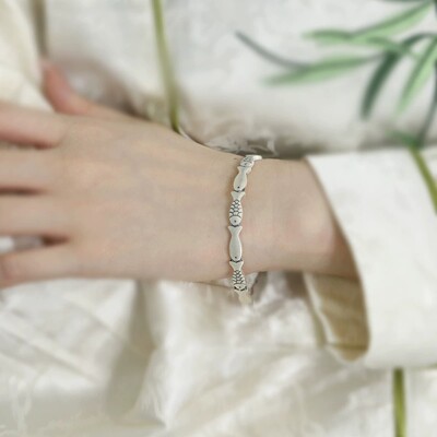 925银中式年年有鱼好运锦鲤手镯