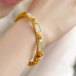 925银复古新中式和田玉明妃无事牌手镯民族风精致小众设计高级感