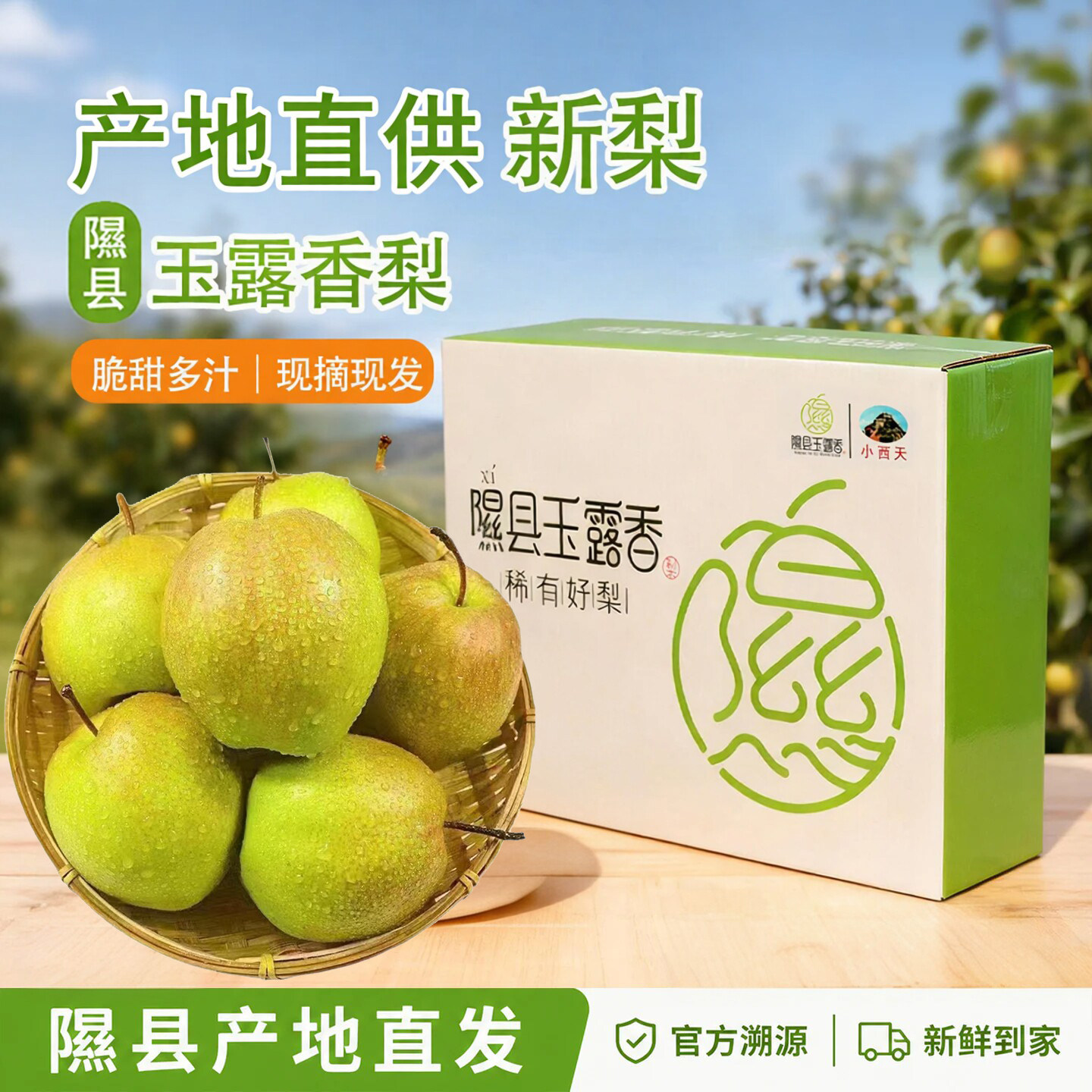 隰县玉露香梨皮薄无渣脆甜多汁