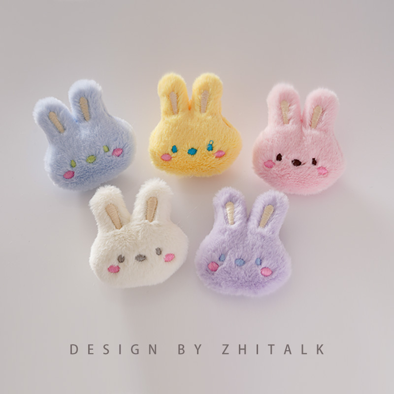 织语新款 卡通毛绒小兔子胸针日系百搭装饰品 别针包包衣服配饰