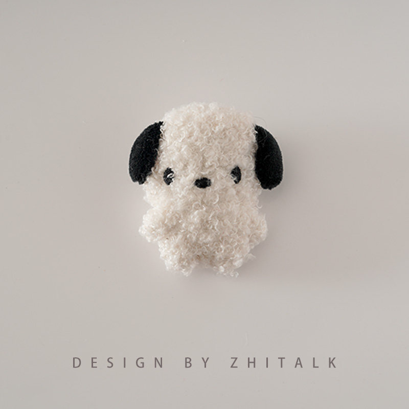 秋冬毛绒胖脸狗狗胸针 卡通可爱狗狗别针书包围巾装饰围巾配饰