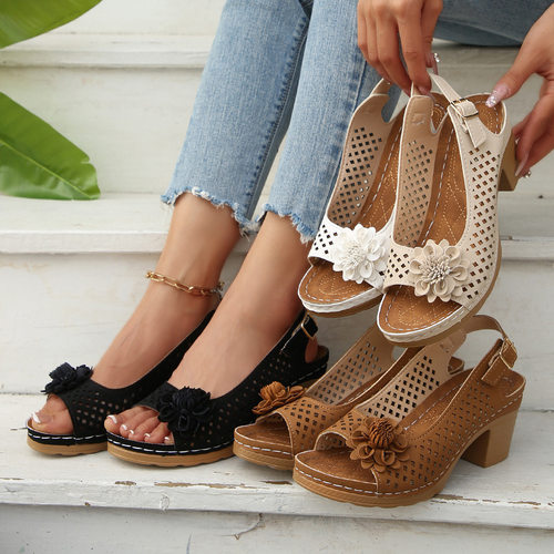 shoeswomen跨境大码花朵