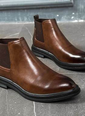 2022 Winter Chelsea Boots For Men Leather Waterproof Shoes