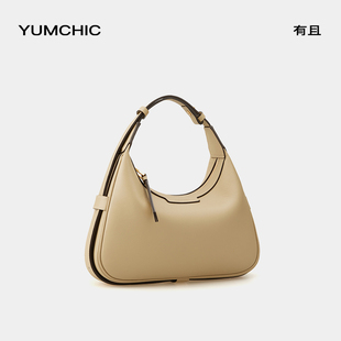 YUMCHICSOFT 百搭单肩斜挎月牙包 HOBO牛皮半月包小众马鞍包时尚