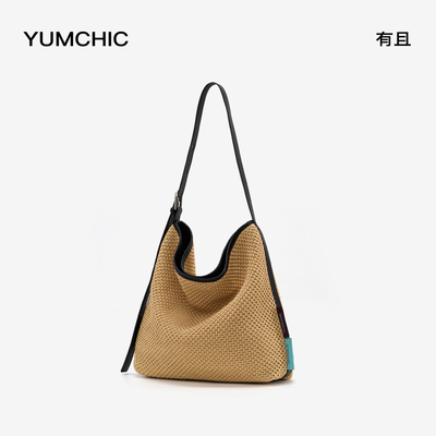 YUMCHIC/有且City — 帆布编织随行包电脑包度假风镂空编织帆布包
