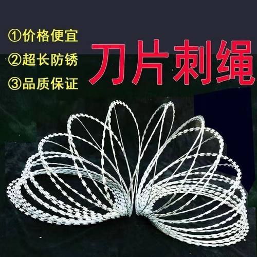 热镀锌刀片滚笼刺圈围墙防护网防爬墙头防护网防锈带刺刺绳