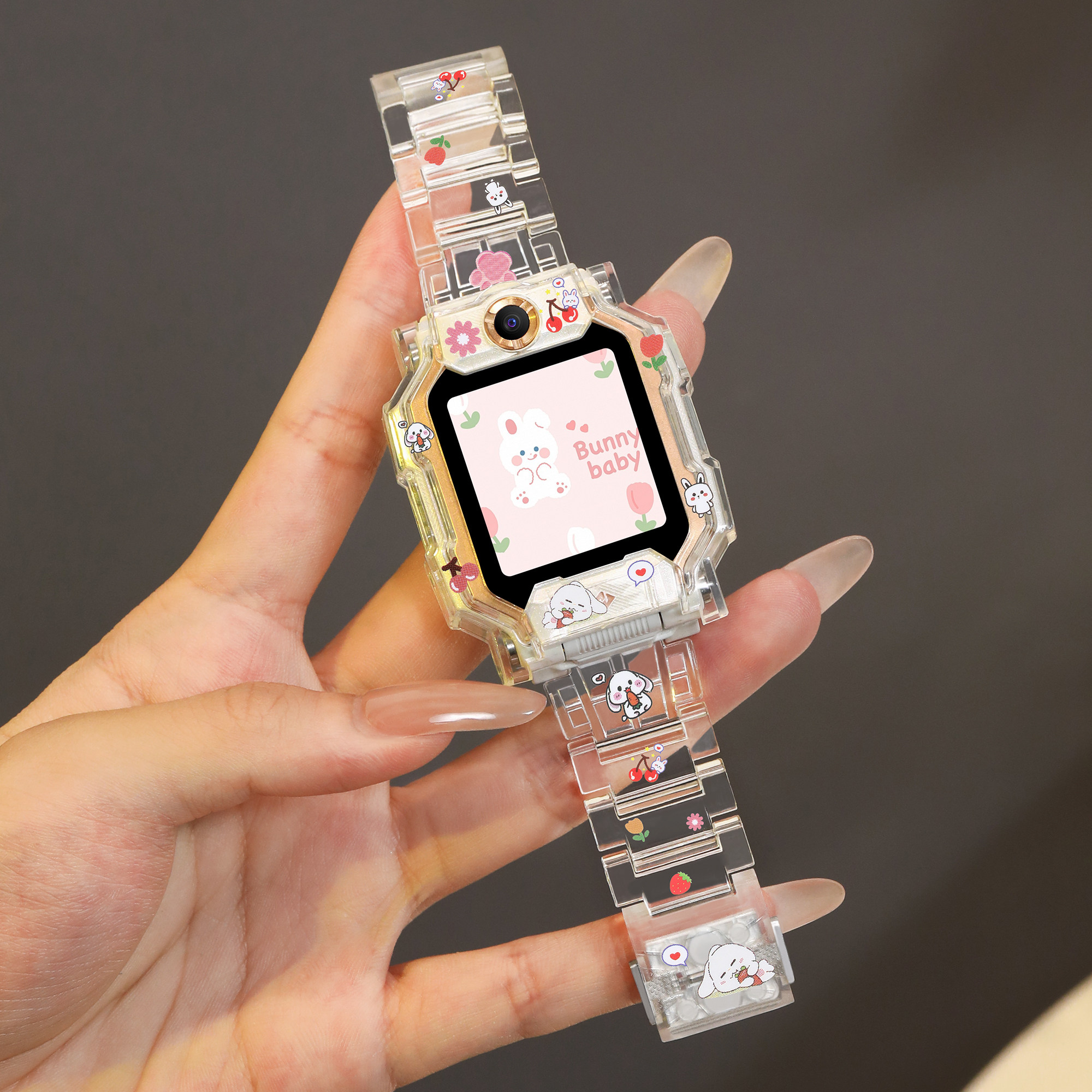 适用于小天才电话手表z11表带z10/z9少年版/z8/d5磁吸闪扣表链d2/z7a/z6a/q1a/u5/n5/z1s炫彩小熊保护壳腕带