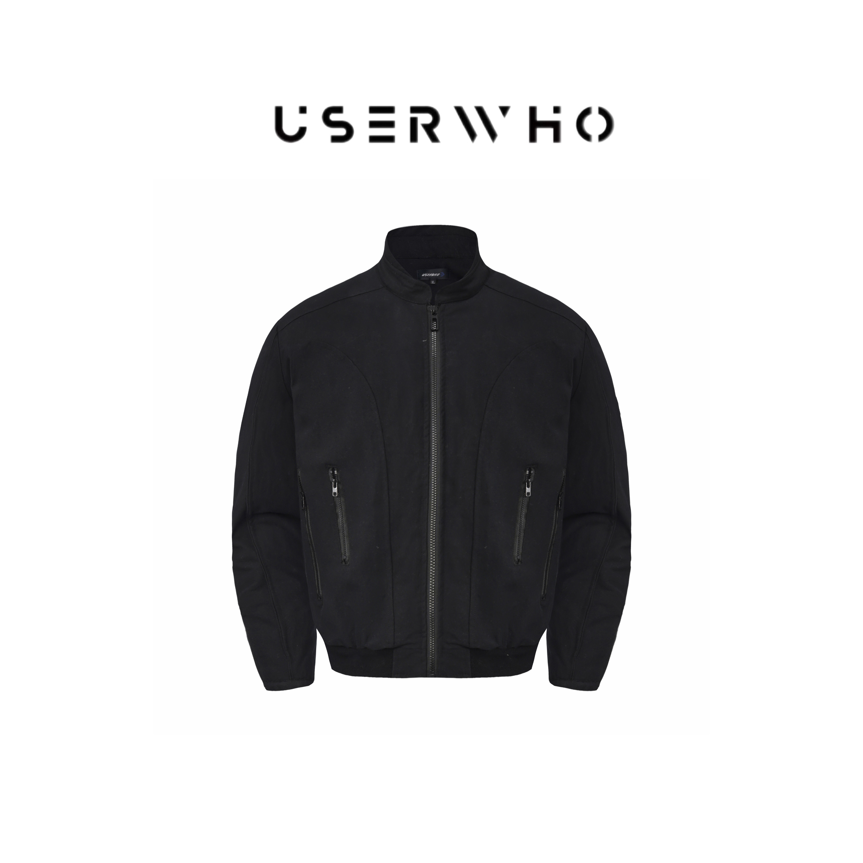 USERWHO 幼虎时尚硬挺显肩宽立领加厚棉服夹克休闲