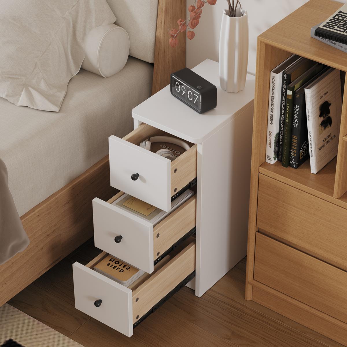 实木床头柜白色超窄夹缝床边柜小型迷你可爱儿童小柜定制15/20/25