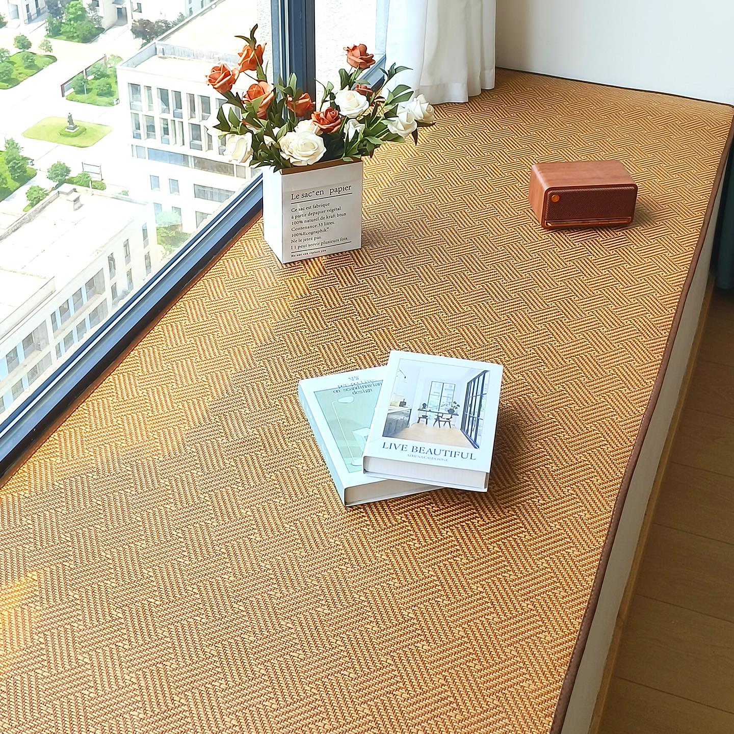 定制凉席飘窗垫窗台垫睡垫主卧阳台垫子软垫榻榻米垫藤席飘窗坐垫