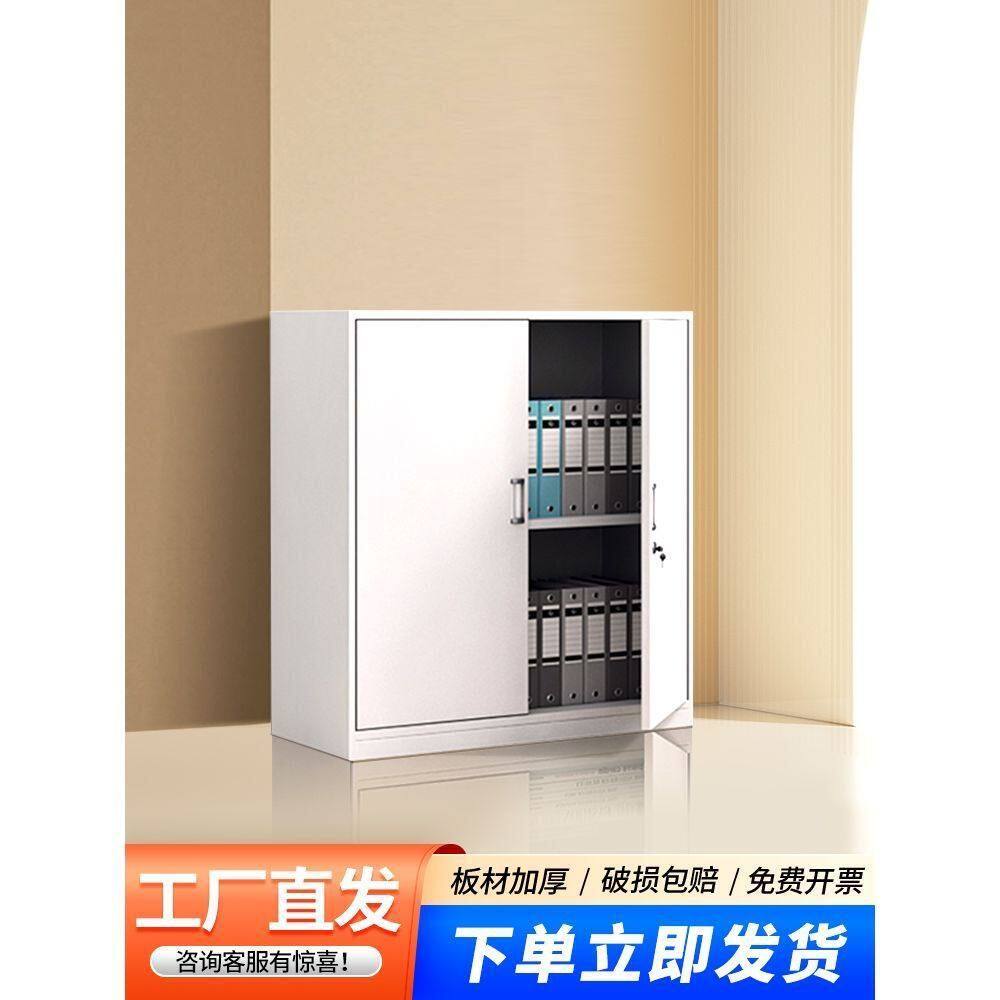 办公对开门矮柜子铁皮储物柜带锁资料柜小型阳台收纳柜财务档案柜