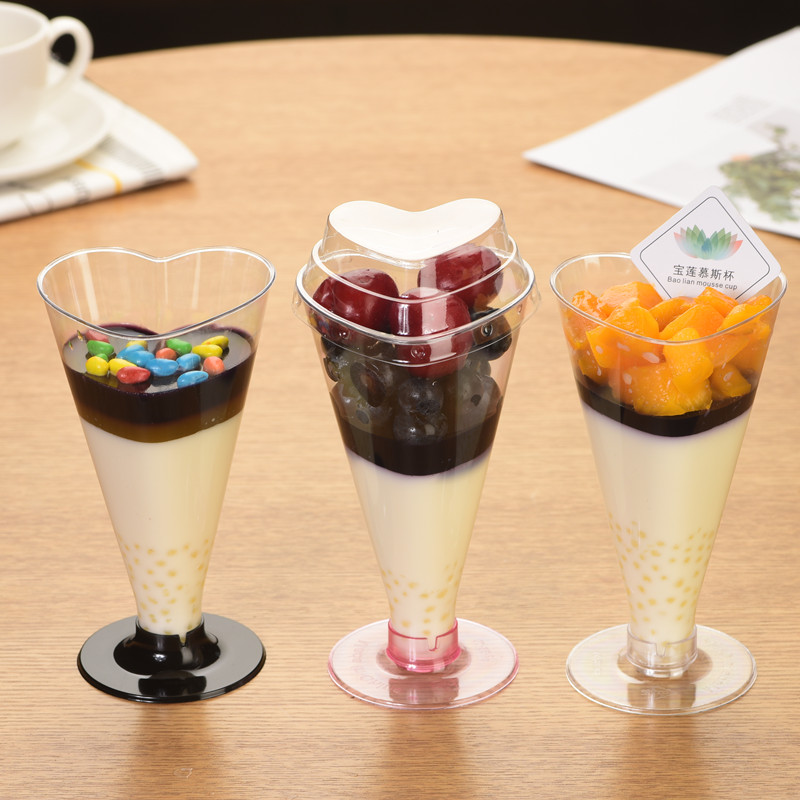 心形高脚慕斯杯鸡尾酒杯茶歇甜品台婚礼庆典手工黏土创意慕斯杯子