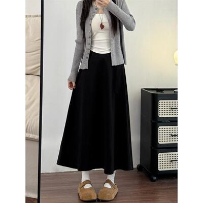黑色毛呢半身裙女秋季大