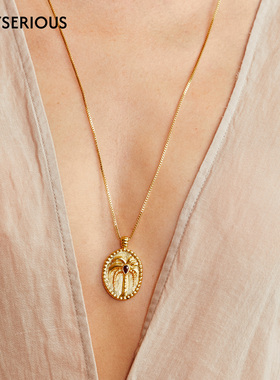 MONSECRET 2026春季新款棕榈珍宝长项链女原创设计休闲圆牌吊坠