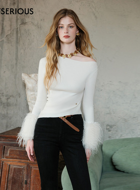 Sheer Luck 2025秋冬新款优雅露肩针织打底上衣简约气质百搭上衣