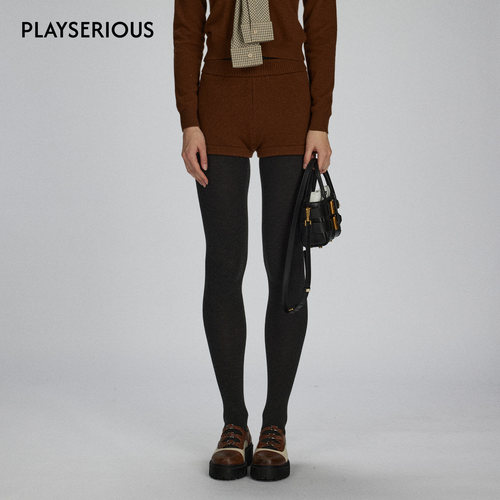 LACERTA 2025秋季新款休闲百搭版型针织短裤女士纯色宽松显瘦短裤