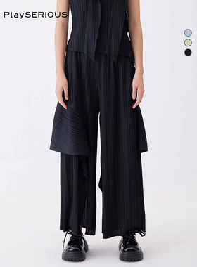 【赵昭仪同款】BIBILEE 夏季新款不对称荷叶边直筒休闲裤长裤