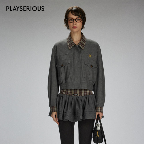 【孙珍妮孙千同款】LACERTA 25秋季新款学院风羊毛夹克巴恩风外套