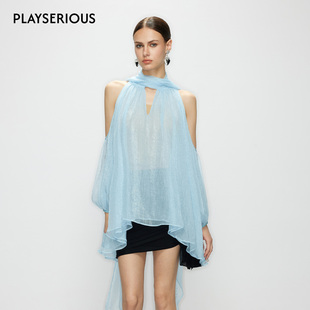 【李一桐同款】Artel Retro 2025秋季新款空气感露肩飘带上衣女