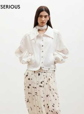 Medium Well 2026春夏新款波点廓形收腰短款衬衫女休闲百搭衬衫