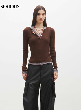 Medium Well 2026春季新款真两件针织打底衫女休闲风两件套上衣