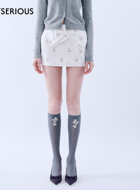 MING MA 2025秋季立体蝴蝶结短半裙女士白色时尚百搭包臀短裙新款