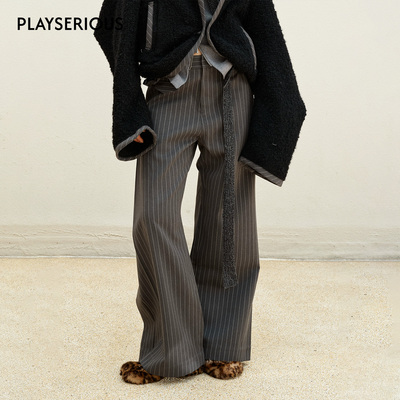 Medium Well 2025秋季新款侧面立体褶廓形西裤美式复古松弛感长裤