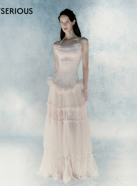 【小怡同学同款】CAMEY LIU 26春夏新款法式连衣裙挂脖长裙女